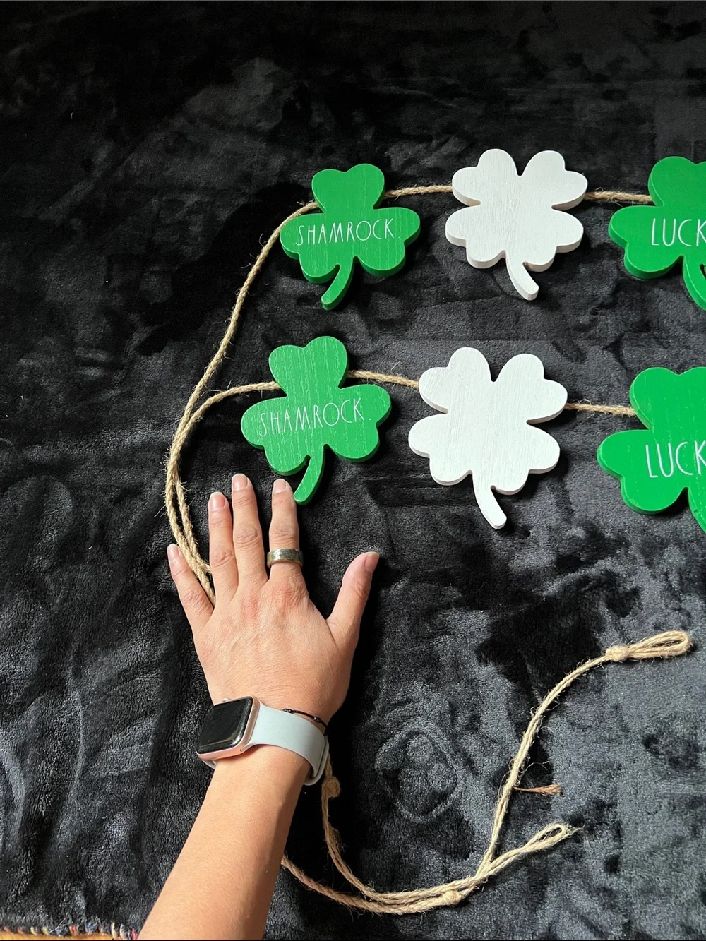 Rae Dunn Green and White Shamrock Garland